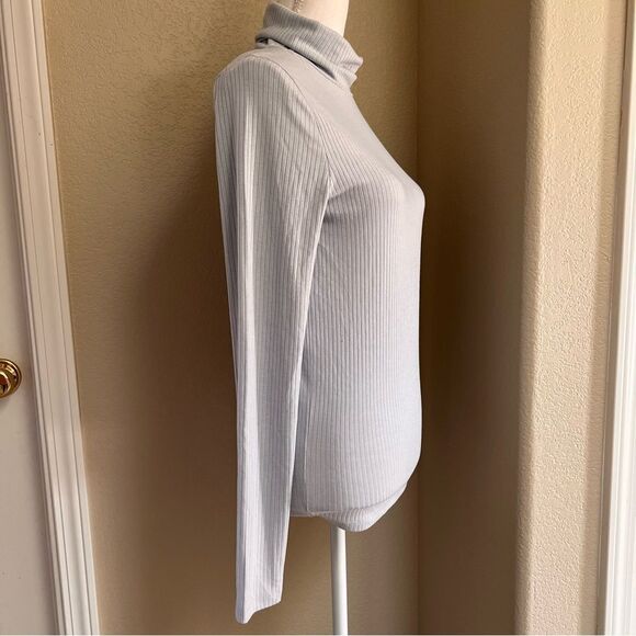 Madewell Ribbed Turtleneck Top Long Sleeves Medium Light Blue NEW - Picture 4 of 9